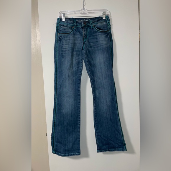 Women’s Cowgirl Tuff Co Turquoise Boot Cut Jeans 27x31 - Picture 1 of 8